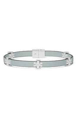 Tory Burch Eleanor Faux Leather Bracelet in Light Silver /Summit at Nordstrom, Size Small