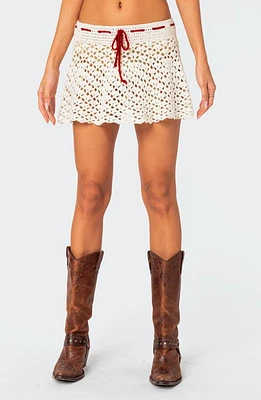 EDIKTED Jaslene Crochet Cover-Up Miniskirt White at Nordstrom,