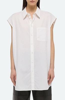 Helmut Lang Soft Cap Sleeve Button-Up Shirt White at Nordstrom,