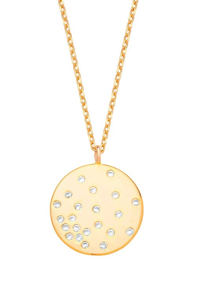 Estella Bartlett Crystal Studded Disc Pendant Necklace in Gold at Nordstrom