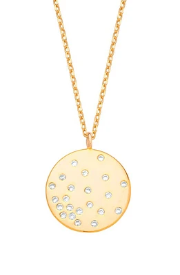 Estella Bartlett Crystal Studded Disc Pendant Necklace in Gold at Nordstrom