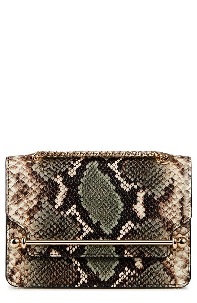 Strathberry Mini East/West Snake Embossed Leather Shoulder Bag in Slate Green at Nordstrom