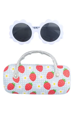 Capelli New York Kids' Flower Sunglasses & Case Set in White Combo at Nordstrom