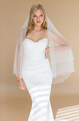 Brides & Hairpins Axelle Imitation Pearl & Crystal Fingertip Veil in Ivory at Nordstrom