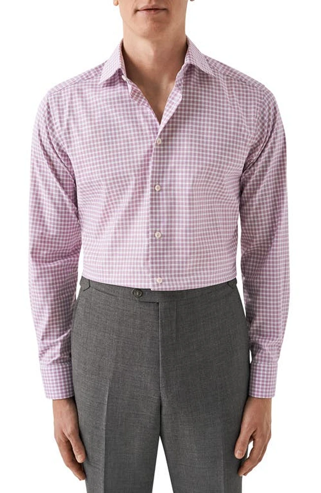 Eton Slim Fit Check Organic Cotton Dress Shirt Medium Pink at Nordstrom,