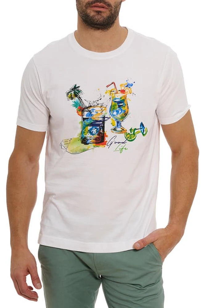 Robert Graham Sips & Spades Embroidered Cotton Graphic T-Shirt White at Nordstrom,