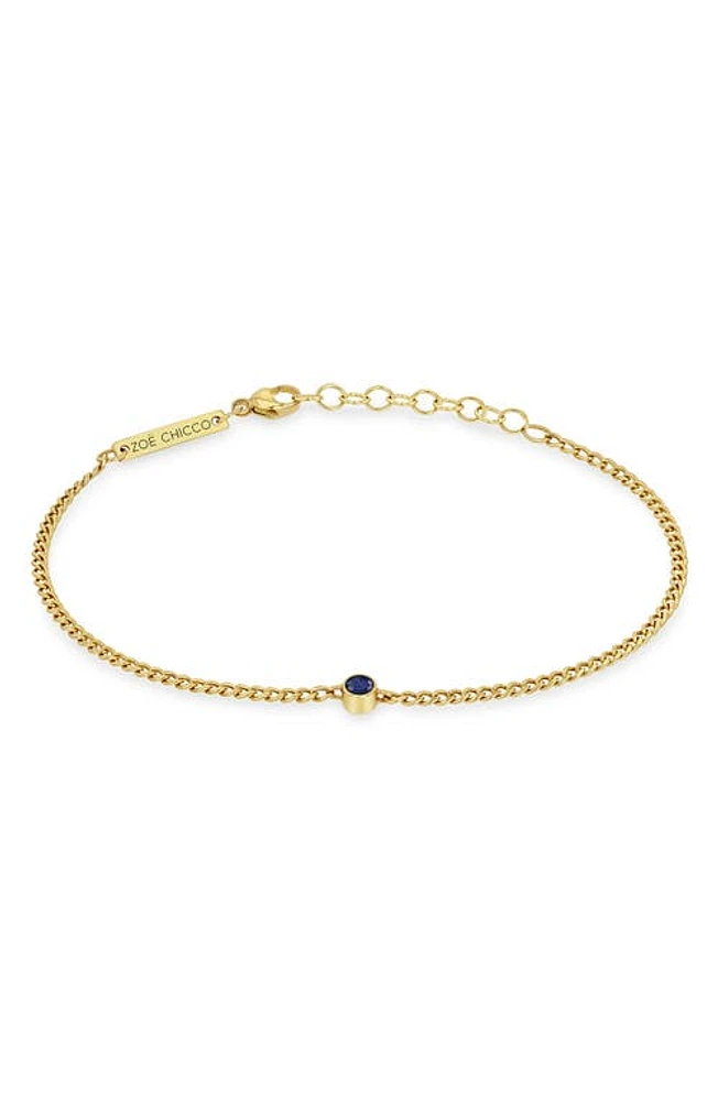 Zoë Chicco Bezel Blue Sapphire Pendant Bracelet in Yellow Gold at Nordstrom, Size 7