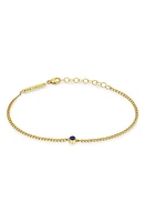 Zoë Chicco Bezel Blue Sapphire Pendant Bracelet in Yellow Gold at Nordstrom, Size 7