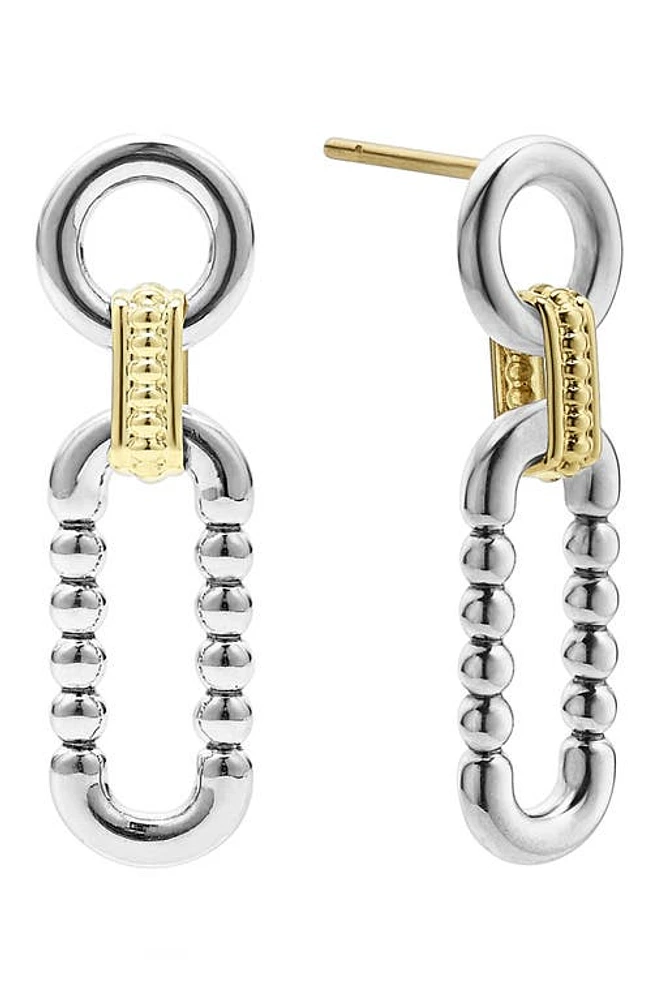 LAGOS Signature Caviar Link Drop Earrings in Silver Gold at Nordstrom