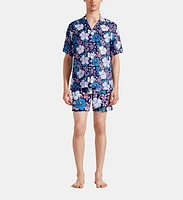 Vilebrequin Men's Bowling Linen Tropical Turtles Shirt in Minuit at Nordstrom