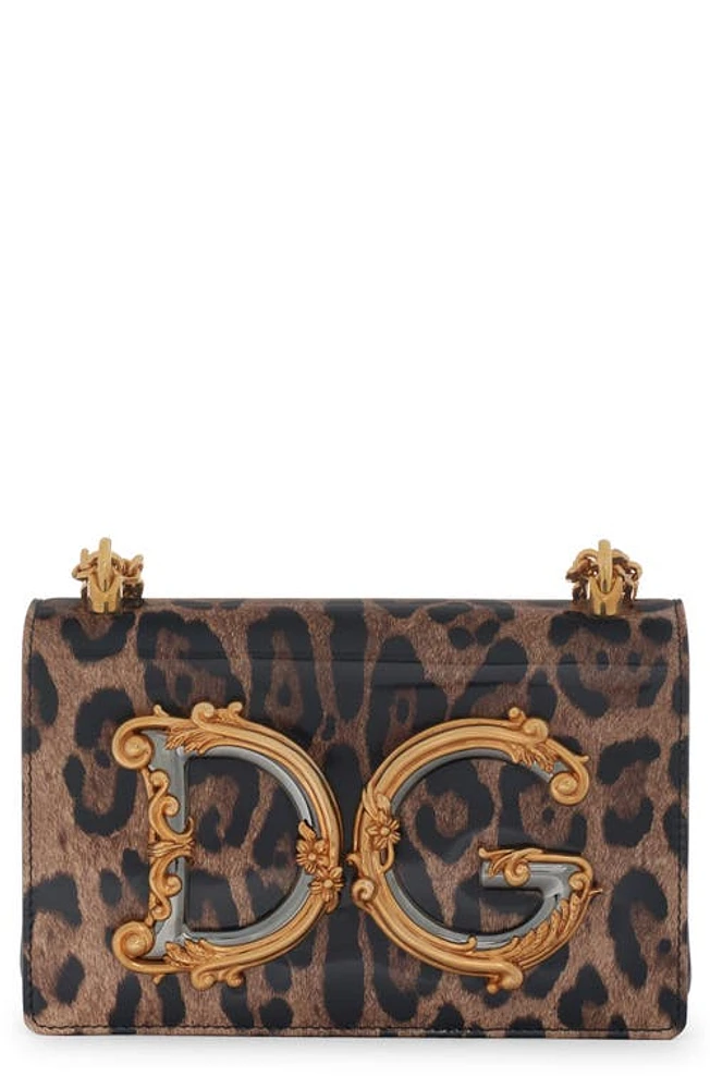 Dolce & Gabbana DG Girls Leopard Print Leather Shoulder Bag at Nordstrom