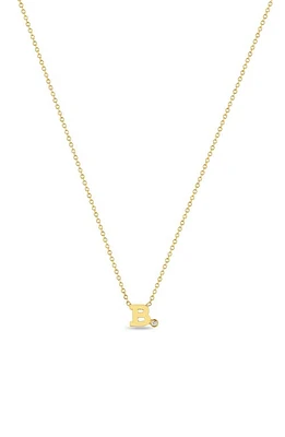 Zoë Chicco Diamond Initial Pendant Necklace in Yellow Gold-B at Nordstrom, Size 16