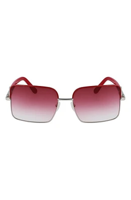 FERRAGAMO 60mm Gradient Rectangular Sunglasses in Silver/Burgundy at Nordstrom