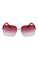 FERRAGAMO 60mm Gradient Rectangular Sunglasses in Silver/Burgundy at Nordstrom