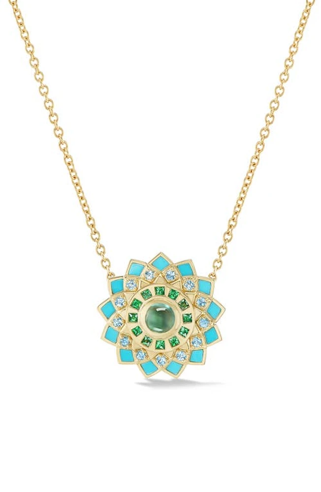 Orly Marcel Mini Temple Inlay Mandala Necklace in Turquoise at Nordstrom