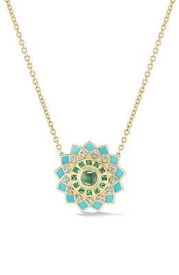 Orly Marcel Mini Temple Inlay Mandala Necklace in Turquoise at Nordstrom