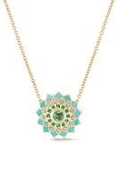 Orly Marcel Mini Temple Inlay Mandala Necklace in Turquoise at Nordstrom