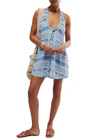 Free People Fisher Halter Linen Blend Minidress Riverside Combo at Nordstrom,