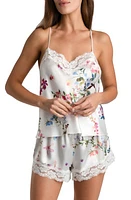 Bloom by Jonquil Endless Love Floral Lace Trim Satin Short Pajamas Ivory at Nordstrom,