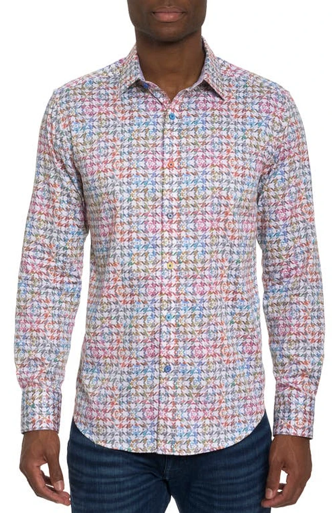 Robert Graham Seven Hills Stretch Button-Up Shirt White Multi at Nordstrom,