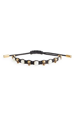 Alexander McQueen Skull & Imitation Pearl Friendship Bracelet in Black at Nordstrom