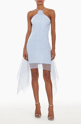 Amanda Uprichard Natalie Asymmetric Hem Organza Minidress Arctic at Nordstrom,