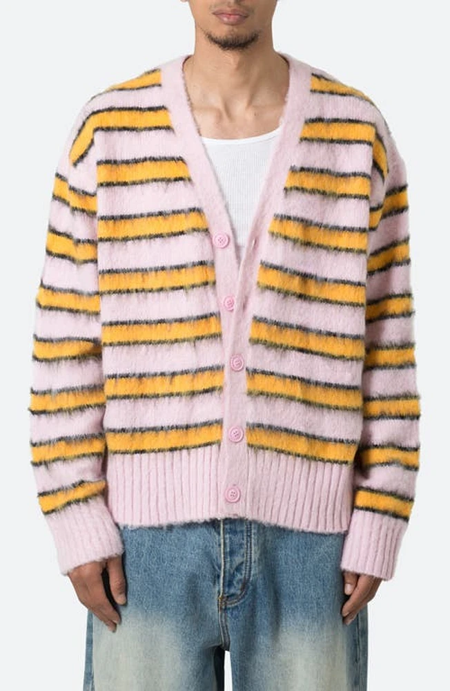 mnml Striped Faux Mohair Cardigan / at Nordstrom