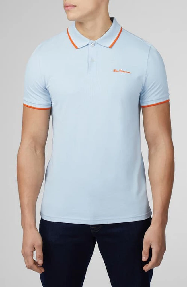 Ben Sherman Signature Tipped Organic Cotton Piqué Polo Pale Blue at Nordstrom,