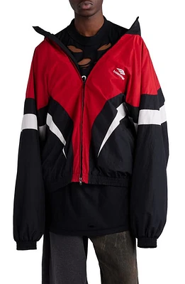 Balenciaga 3B Sports Icon Off the Shoulder Track Jacket Black at Nordstrom,