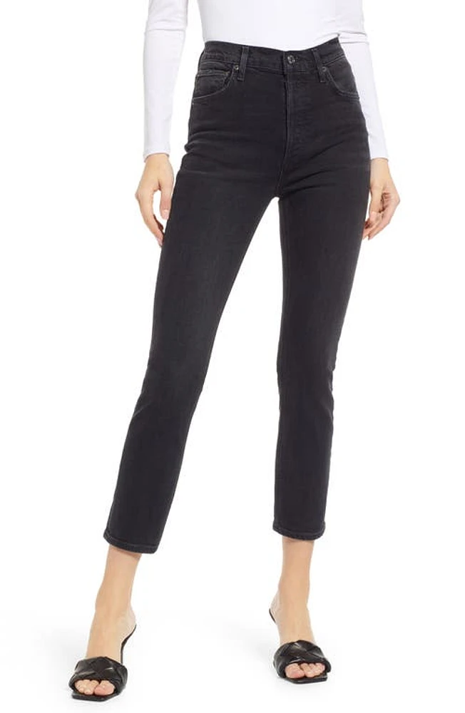 AGOLDE Riley High Waist Straight Leg Organic Cotton Blend Crop Jeans Panoramic at Nordstrom,