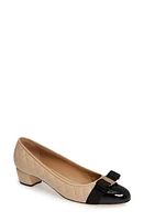 FERRAGAMO Vara Bow Pump Bisque/Black at Nordstrom,