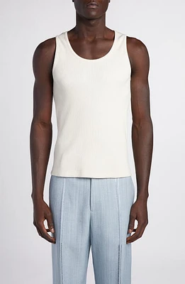 Bottega Veneta Compact Rib Stretch Cotton Tank Top Sea Salt at Nordstrom,