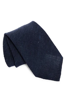 Thom Sweeney Silk & Linen Knit Tie in Navy at Nordstrom