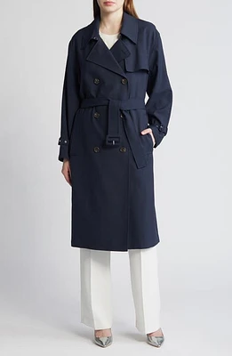 Theory Double Breasted Trench Coat Nocturne Navy at Nordstrom,