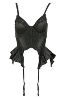 Love, Vera Satin Lace Bustier with Garter Straps Black at Nordstrom,