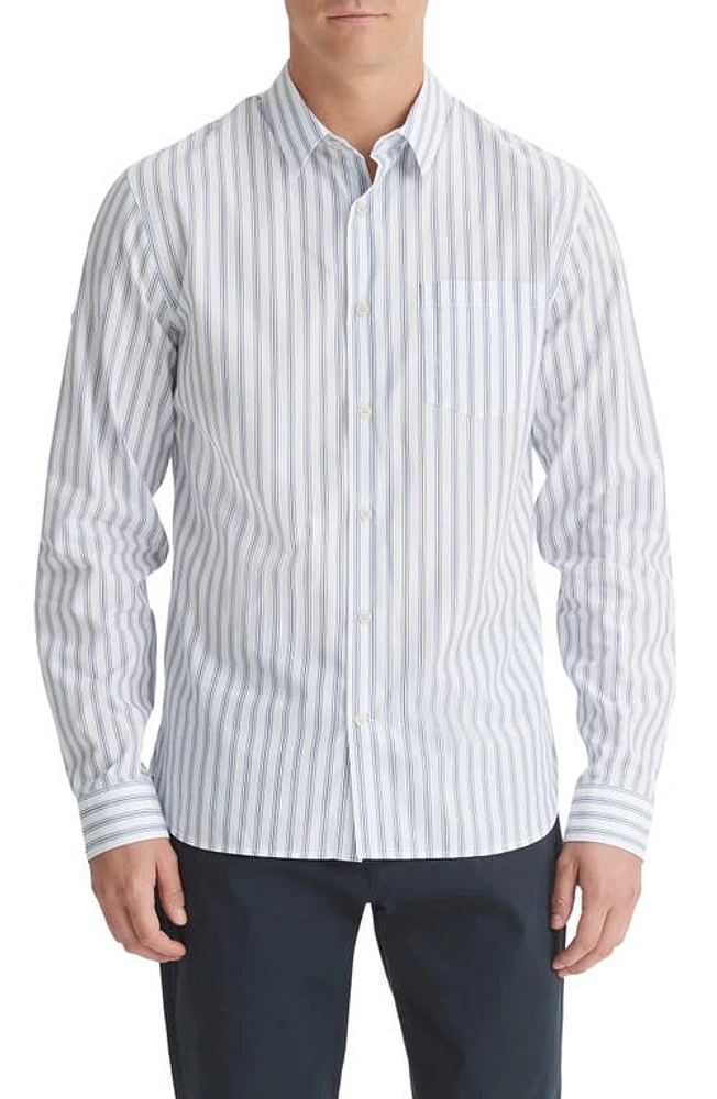 Vince Surf Stripe Button-Up Shirt in Optic White/Royal Blue at Nordstrom, Size X-Large