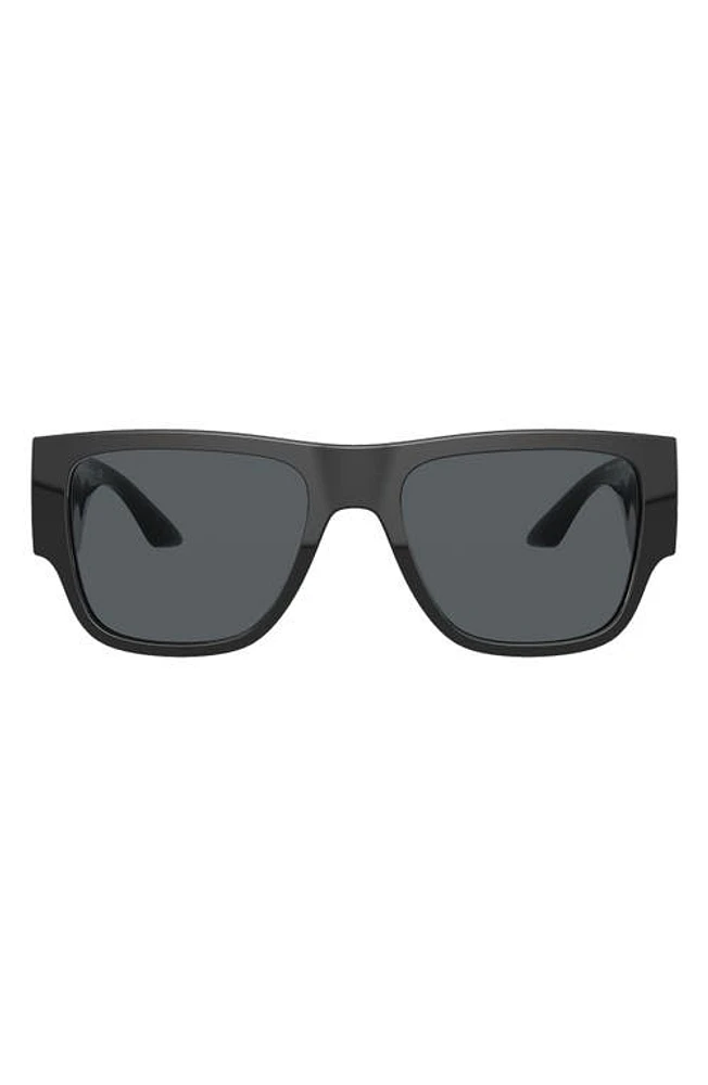 Versace 57mm Rectangular Sunglasses in Black/Dark Grey at Nordstrom