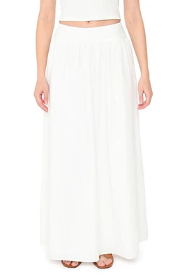 WAYF Nicole Pleated Cotton Maxi Skirt Ivory at Nordstrom,