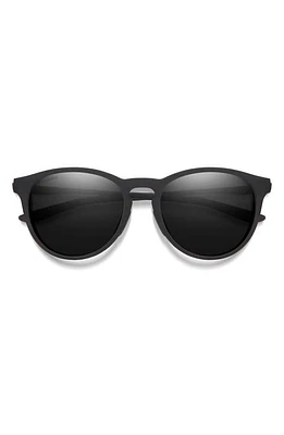 Smith Wander 55mm ChromaPop Polarized Round Sunglasses in Matte Black /Black at Nordstrom