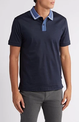 BOSS Phillipson Cotton Polo Dark Blue at Nordstrom,