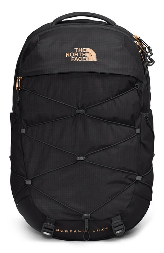 The North Face Borealis Water Repellent Luxe Backpack in Tnf Black/Coral Metallic at Nordstrom