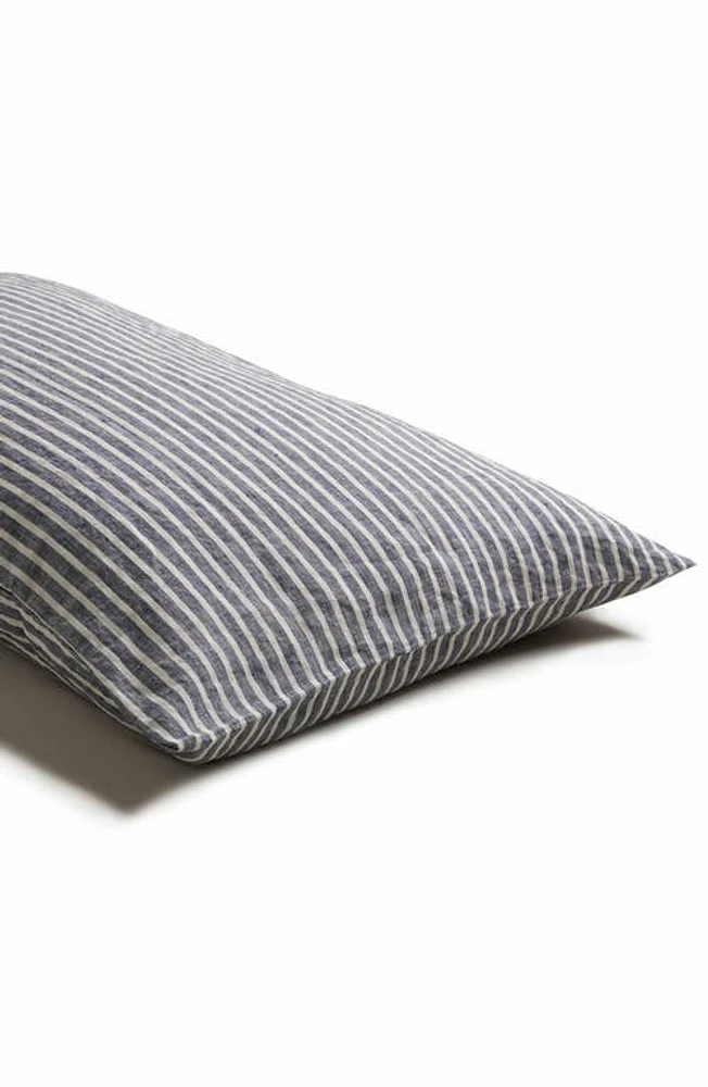 PIGLET IN BED Set of 2 Linen Pillowcases in Midnight Stripe at Nordstrom, Size King