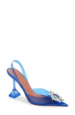 Amina Muaddi Begum Glass Pointed Toe Slingback Pump in Pvc Electric Blue at Nordstrom, Size 38