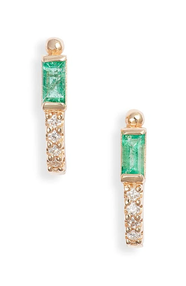 Anzie Cleo Diamond & Emerald Half Hoop Earrings in Green at Nordstrom