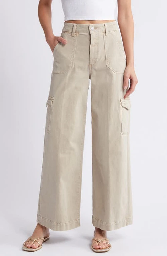 PAIGE Harper Wide Leg Cargo Jeans Vintage Soft Sand at Nordstrom,