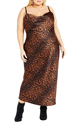 City Chic Alani Midi Slipdress Leopard at