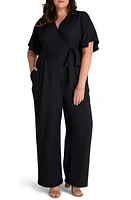 Kiyonna Charisma Faux Wrap Crepe Jumpsuit at Nordstrom,