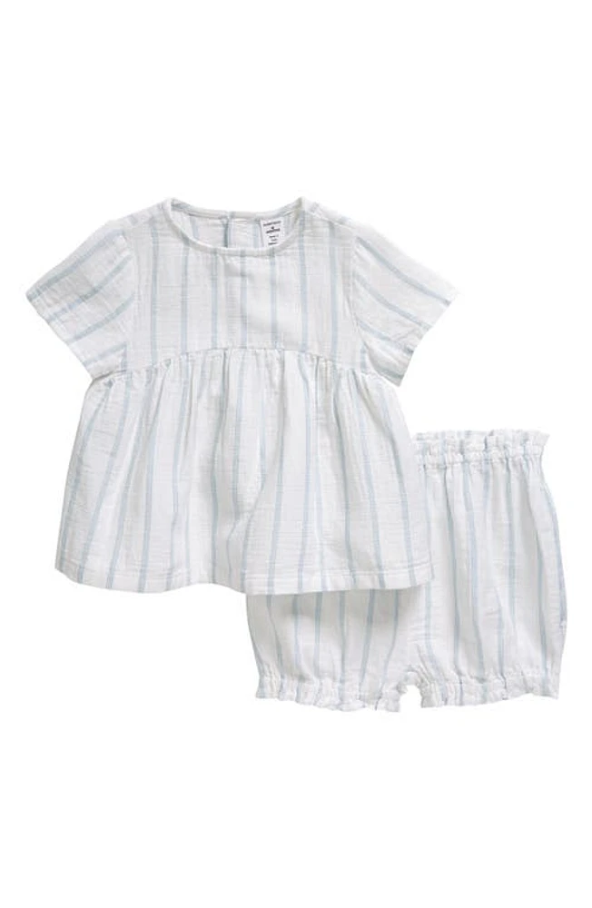 Nordstrom Breezy Top & Bloomers Set White- Blue Spaced Stripe at Nordstrom,