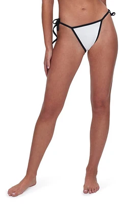 Good American Varsity Side Tie Bikini Bottoms White001 at Nordstrom,