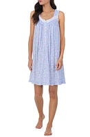 Eileen West Floral Sleeveless Short Jersey Nightgown Blue Print at Nordstrom,